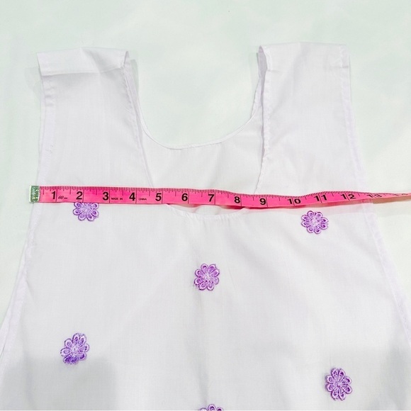 Vintage Pinafore Apron Lavender Embroidered Dark Purple Ruffles - Picture 6 of 10